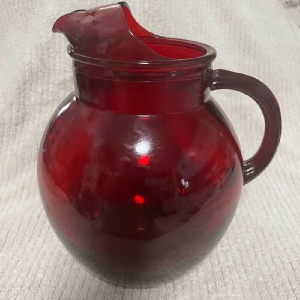 Vintage Ruby Red Glass Pitcher